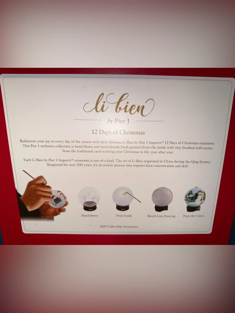 Li Bien by Pier 1 Imports Hand painted 12 Days of Christmas 2019 ornaments